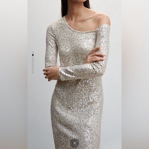 Mango asymetrical sequin dress